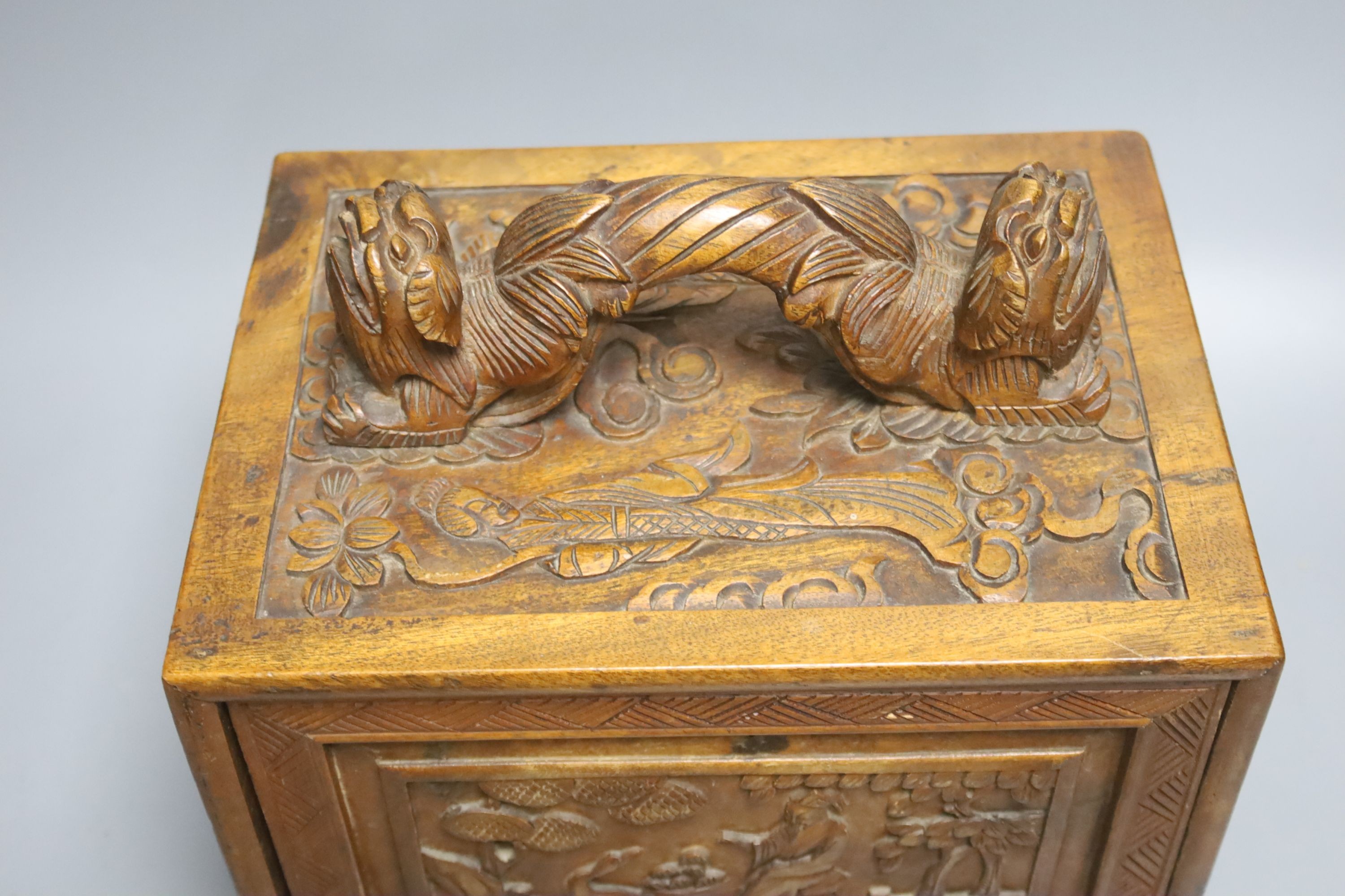 A Chinese hardwood cased mah jong set